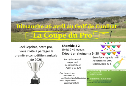 Dimanche 26 Avril La Coupe du Pro